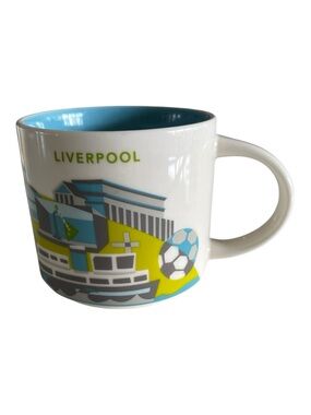Liverpool You are Here Starbucks Ceramic Mug - White with Teal Interior